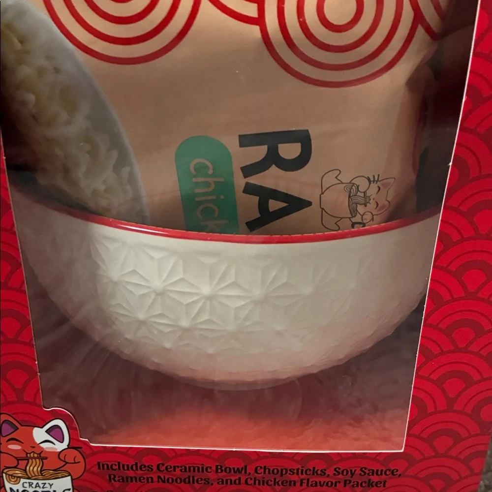 Ramen Gift Set with Red and White Bowl